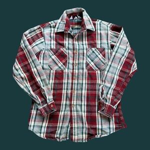 Vintage 80s 90s Flannel Shirt Grunge Plaid Big Mac Medium Red Workwear